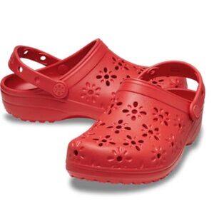 CROCS Red Floral Mules & Clogs